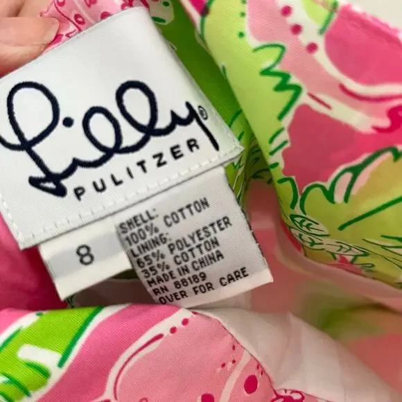 Vintage Lilly Pulitzer Sleeveless Mini Dress Women 8 Pink Elephant Print - Picture 5 of 8
